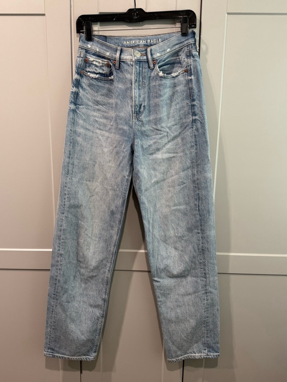 American Eagle Baggy Jean Distressed Blue Jeans Waist 4